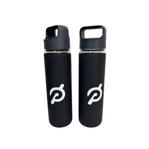 Peloton Glass Water Bottle Unisex 16 oz Black Silicone Sleeve Set of 2 BPA-Free